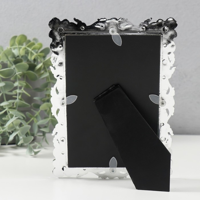 Фоторамка пластик под металл 10х15 см "Садовые розы" красный с серебром 13,3х18 см