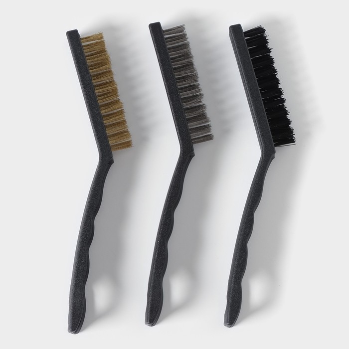 Набор щёток универсальных Доляна, 3 шт, 21×2×2,5 см, рабочая часть 8,5×1,5×1,5 см, цвет чёрный Набор щёток универсальных Доляна, 3 шт, 21×2×2,5 см, рабочая часть 8,5×1,5×1,5 см, цвет чёрный