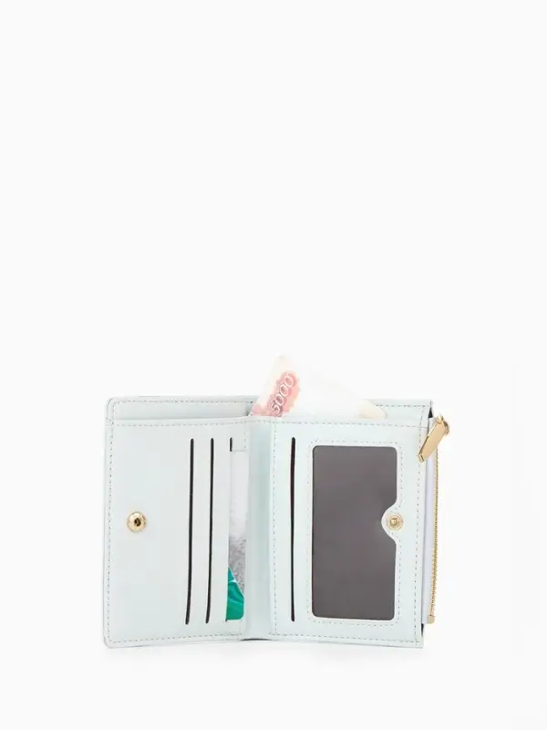 Кошелёк женский на кнопке, 12.5&times;2&times;9 см, однотонный, комбинированный, светло-голубой