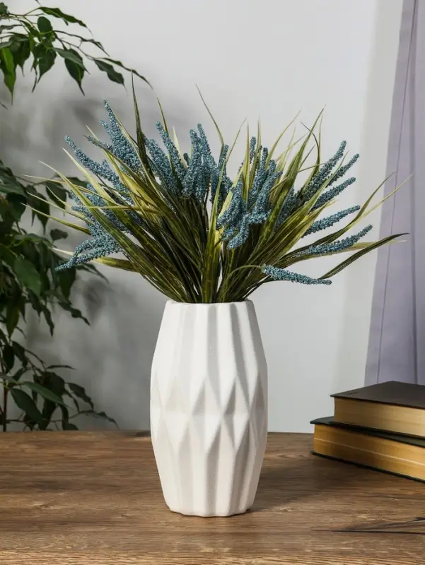 Ваза керамика настольная Ваза керамика настольная "Абиджил" геометрия, h=20х11, d=7,5 см, белый