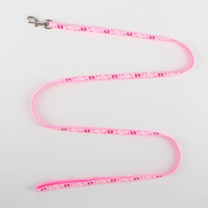 Комплект  Комплект "Цветные следы", ширина 1 см, поводок 120 см, шлейка 23-35 см, розовый