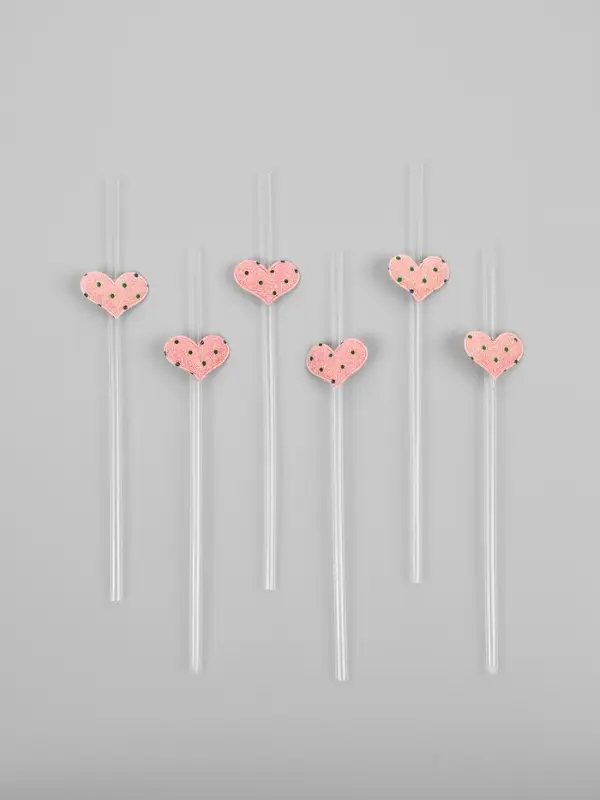 Трубочки для коктейля «Сердечки», розовые (набор 6 шт) Трубочки для коктейля «Сердечки», розовые (набор 6 шт)