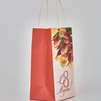 Пакет подарочный крафт «8 марта», 12 × 21 × 9 см