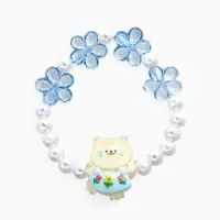 Браслет детский &laquo;Выбражулька. Котик, цветы и жемчуг&raquo;, d=6 см, белый, голубой