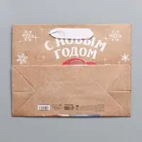 Пакет подарочный новогодний крафтовый горизонтальный &laquo;Хлопушки&raquo;, MS 23 х 18 х 10 см