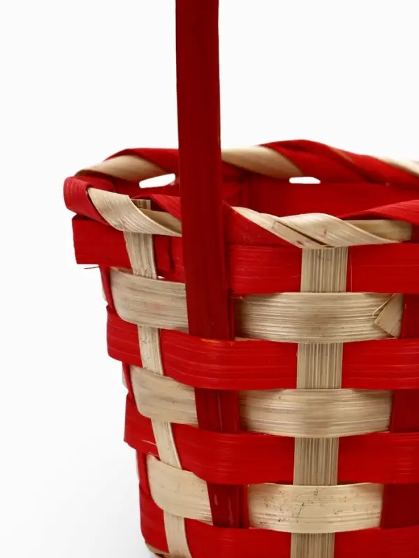 Корзина плетеная 13 х 13 х 9,5 см, ручка h=21 см, красно-белый