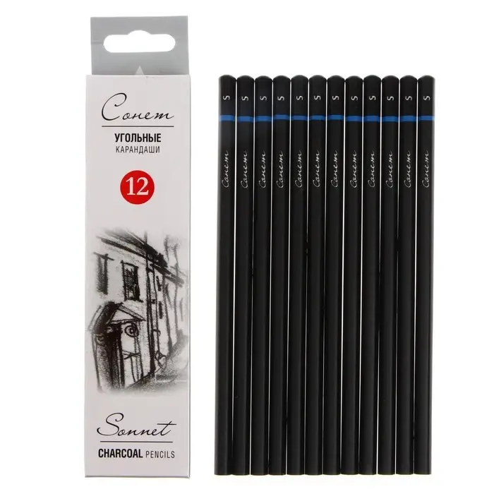 Карандаш угольный, ЗХК Карандаш угольный, ЗХК "Сонет", Soft мягкий (S), 1281337