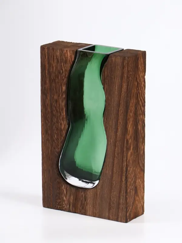 Ваза для цветов &laquo;Сэтернино&raquo;, 24&times;14.5 см, стекло, коричнево-зелёная