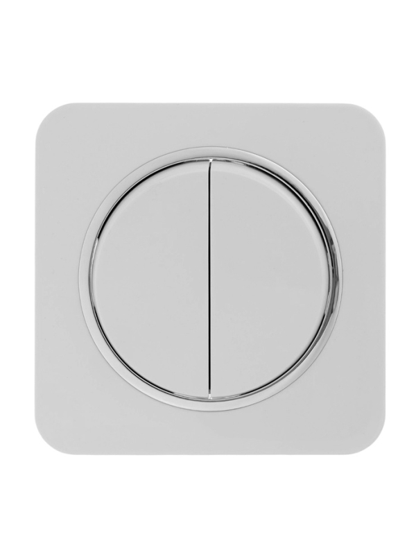 Выключатель проходной, серия "Circular", 10 А, 2 кл., скрытый, белый, серебристая рамка
