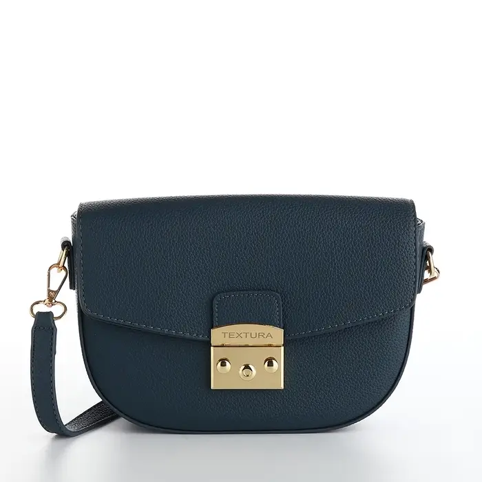 Сумка женская мессенджер TEXTURA на клапане, 23&times;6&times;15 см, синяя