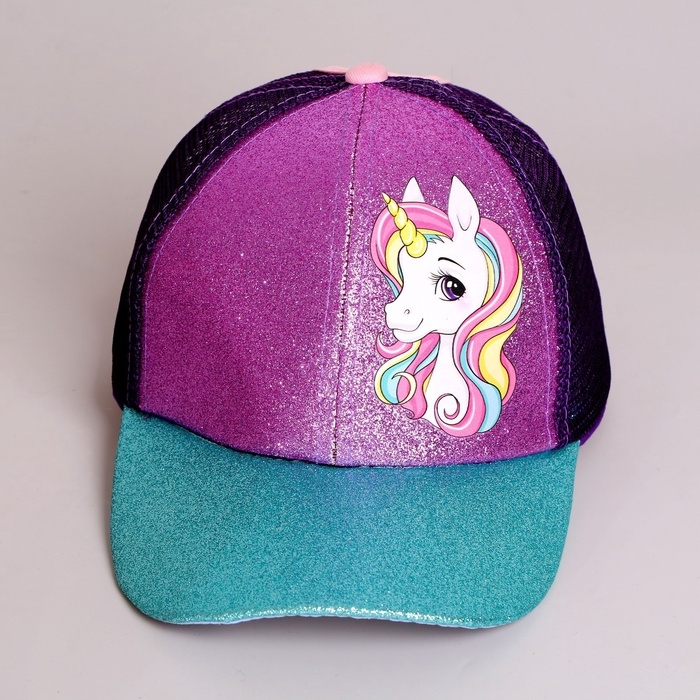 Кепка детская для девочки с сеткой «Единорожка», р-р 52-54 Кепка детская для девочки с сеткой «Единорожка», р-р 52-54