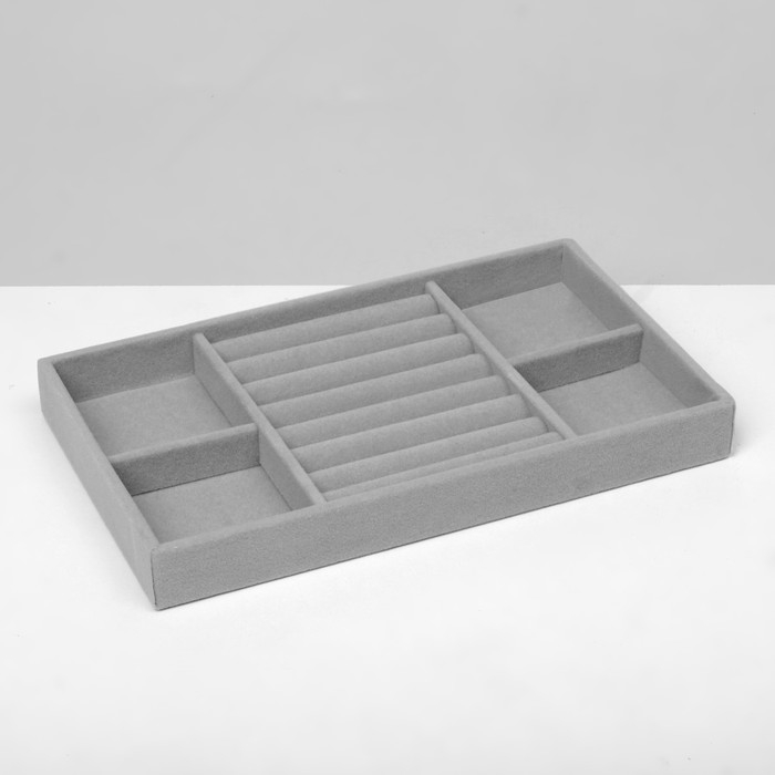 Подставка для украшений 4 места и 7 полос для колец, 21×12.3×2.3 см, цвет серый Подставка для украшений 4 места и 7 полос для колец, 21×12.3×2.3 см, цвет серый