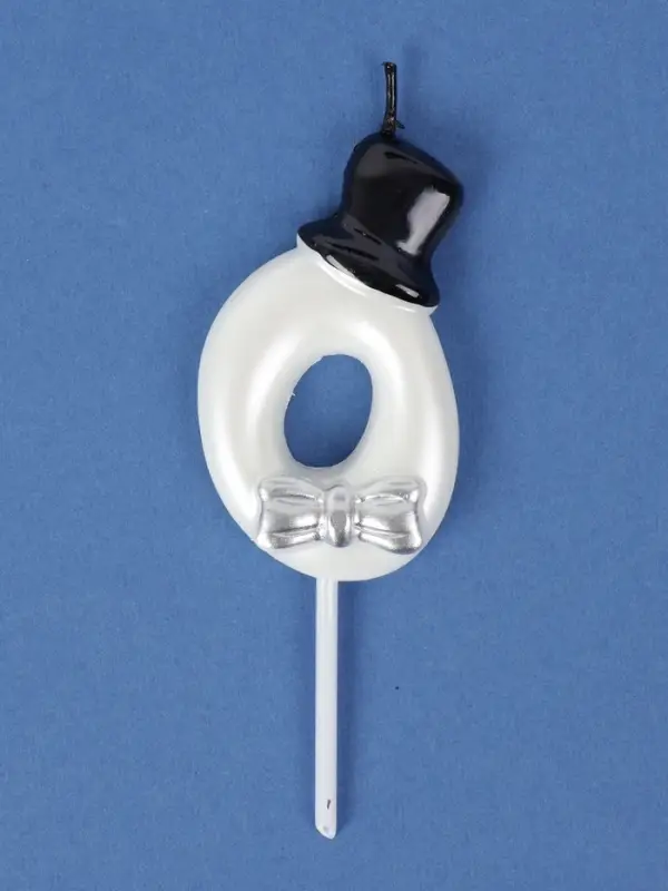 Свеча для торта «Джентельмен», цифра 0, белая Свеча для торта «Джентельмен», цифра 0, белая