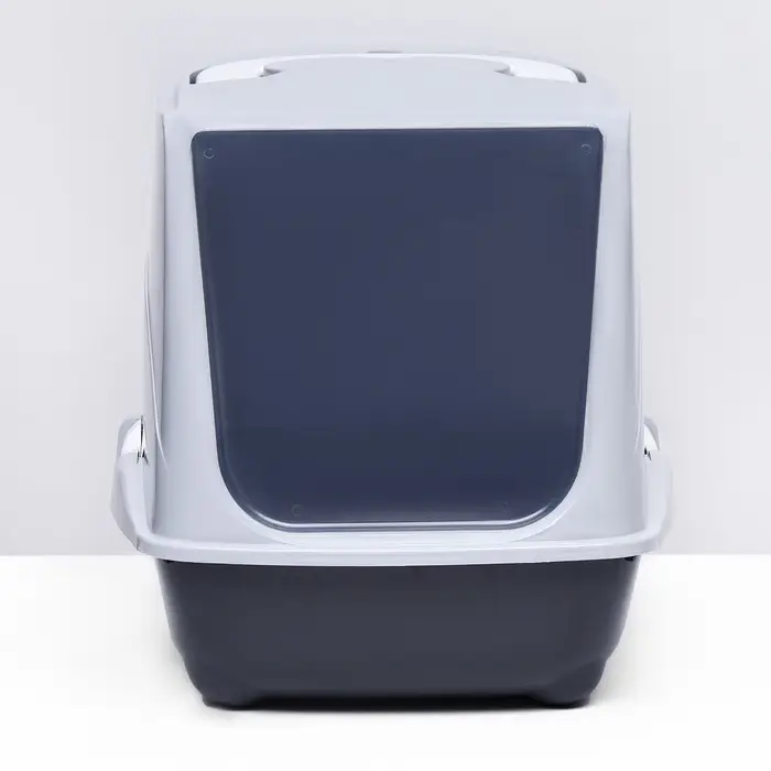 Туалет-домик для кошек закрытый с дверцей 43&times;32&times;33 см, серый