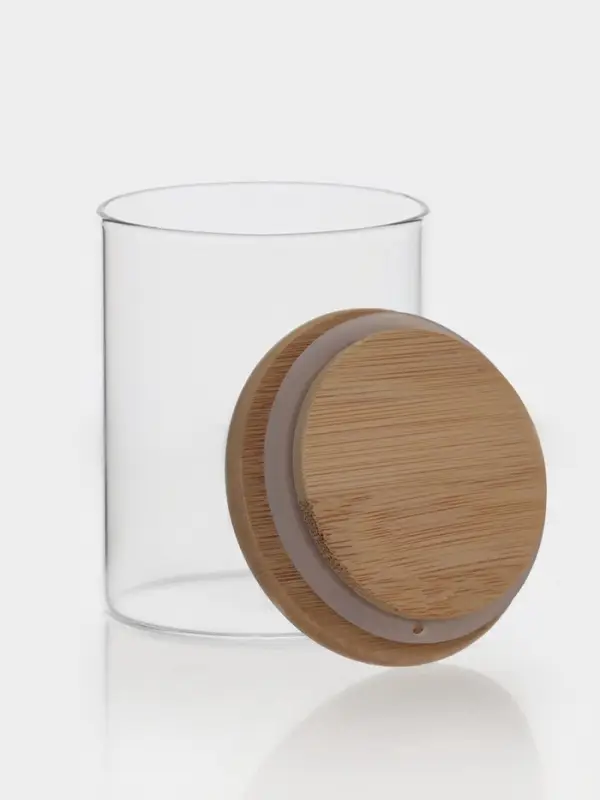 Банка для сыпучих продуктов BellaTenero &laquo;Эко&raquo;, 200 мл, 6.5&times;8.5 см, с бамбуковой крышкой, стекло, прозрачная