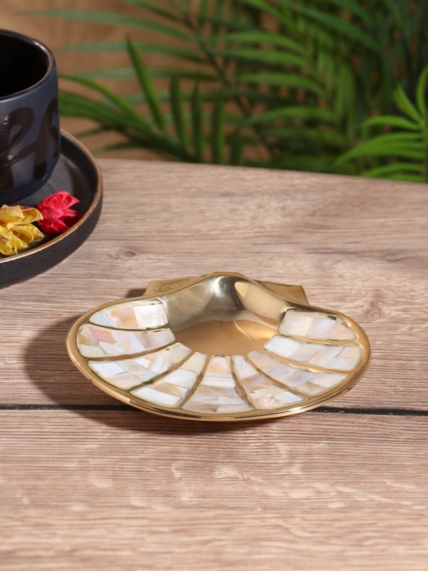 Подставка под мелочи Подставка под мелочи "Морская" латунь с перламутром 13х11,5х2 см