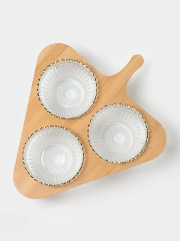 Салатники &laquo;Ронда&raquo;, 350 мл, 37.5&times;32.5&times;7 см, на подставке, набор 3 шт., стекло, прозрачный