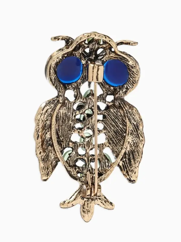 Брошь &laquo;Сова&raquo;, разноцветная в чернёном золоте