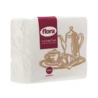Салфетки бумажные однослойные FLORA 24&times;24 см, белые, 90 шт.