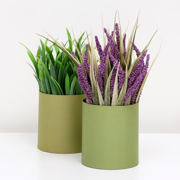 Набор круглых коробок 2в1 , Набор круглых коробок 2в1 ,"Тёмно-Зеленый", без крышки, 10 х 10 х10,5 см