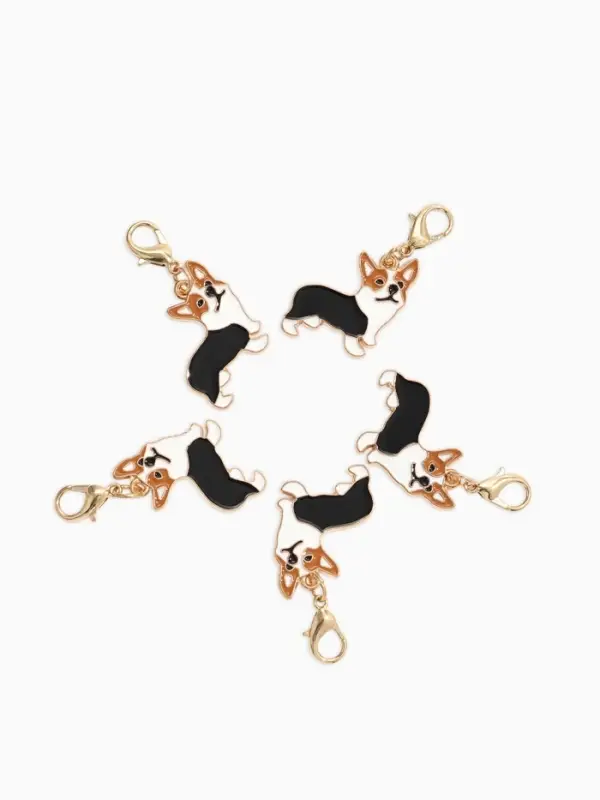 Шарм для браслета на карабине &laquo;Корги&raquo;, чёрно-белый в золоте