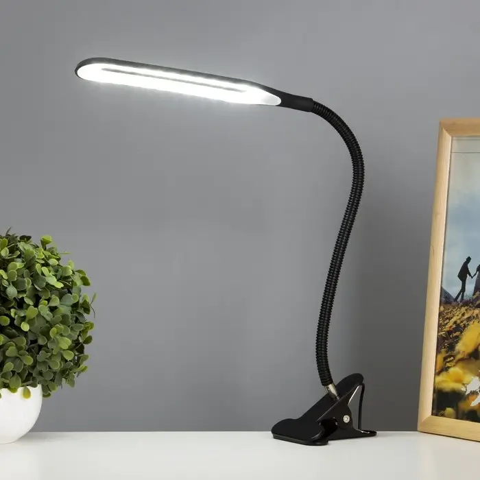 Лампа настольная RISALUX &laquo;Офисный чёрный&raquo;, светодиодная, на прищепке, от USB, 11&times;7.5&times;60.5 см