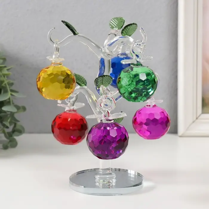 Фигурка стекло &laquo;Хрустальная яблоня с цветным яблоками&raquo;, 14&times;14&times;17 см