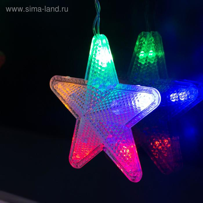 Гирлянда «Бахрома» 2.4 × 0.9 м с насадками «Звёздочки», IP20, прозрачная нить, 186 LED, свечение мульти, 8 режимов, 220 В Гирлянда «Бахрома» 2.4 × 0.9 м с насадками «Звёздочки», IP20, прозрачная нить, 186 LED, свечение мульти, 8 режимов, 220 В