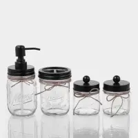 Аксессуары для ванной, 4 предмета, дозатор, стакан для щёток, банки 2 шт.