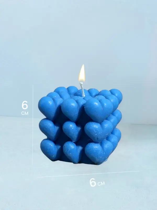 Свеча фигурная &laquo;Куб сердечки&raquo;, соевый воск, 6&times;6&times;6 см