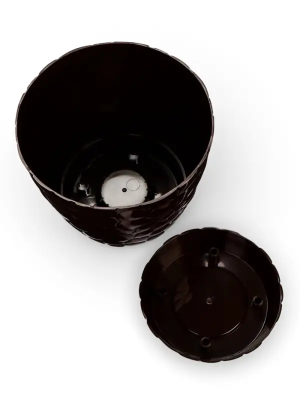 Горшок для цветов с поддоном &laquo;Камешки&raquo;, 5 л, пластик, шоколадный