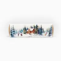 Коробочка для макарун «Снежные домики» 18 х 5.5 х 5.5 см