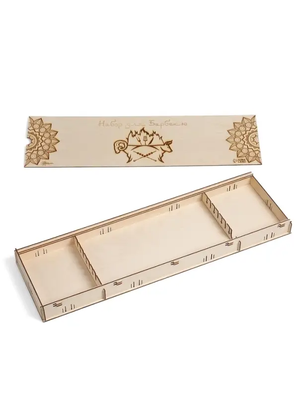 Коробка для набора барбекю, 74&times;23&times;5 см, деревянная, прямоугольная