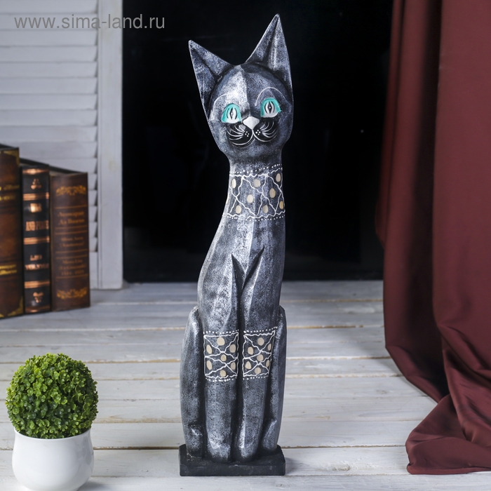 Сувенир дерево Сувенир дерево "Кошка металик с узором" 8х14х50 см