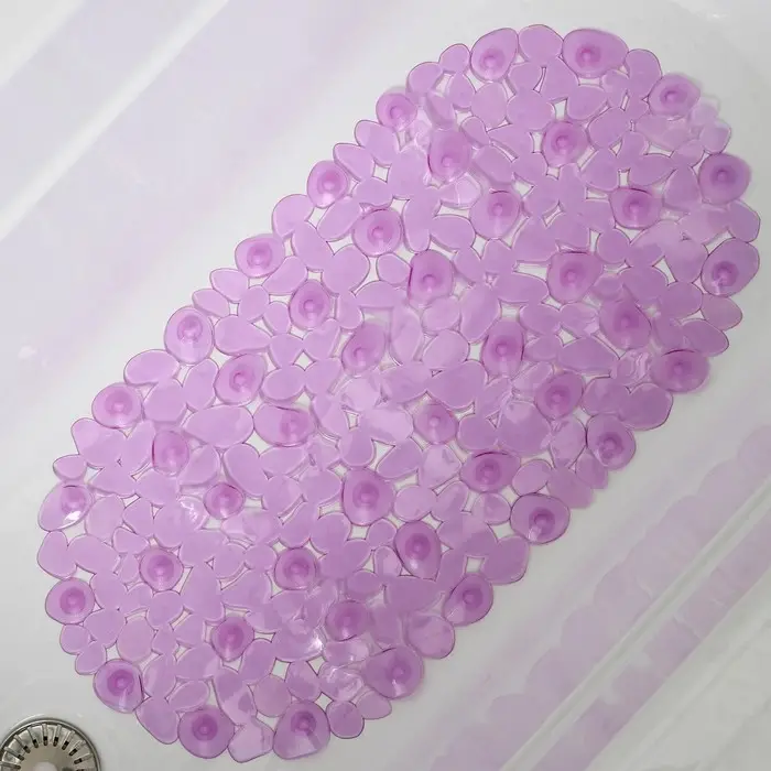 Коврик противоскользящий в ванну на присосках Доляна «Крупная галька», 35×65 см, цвет МИКС Коврик противоскользящий в ванну на присосках Доляна «Крупная галька», 35×65 см, цвет МИКС