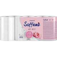 Бумага туалетная Soffione Imperial Peony 4сл, белая, 8 рул/уп