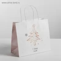 Пакет подарочный новогодний крафт &laquo;С Новым годом&raquo;, 25&times;22&times;12 см