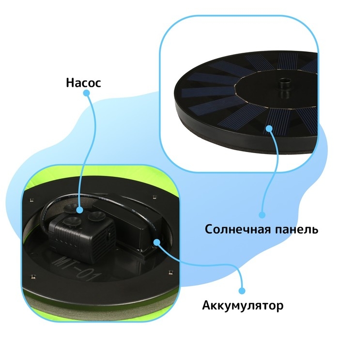 Плавающий фонтан, 7 Вт, 200 л/ч, на солнечной батарее Плавающий фонтан, 7 Вт, 200 л/ч, на солнечной батарее