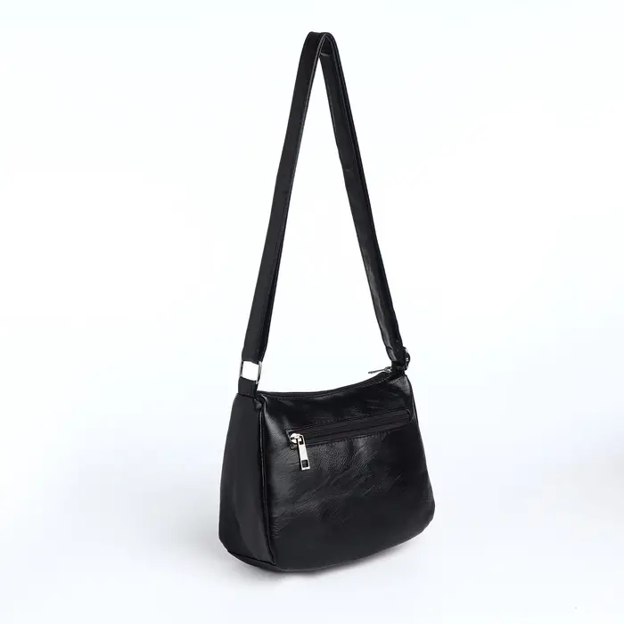 Сумка женская, кросс-боди, средний размер, на молнии, 20&times;8.5&times;15 см, чёрная