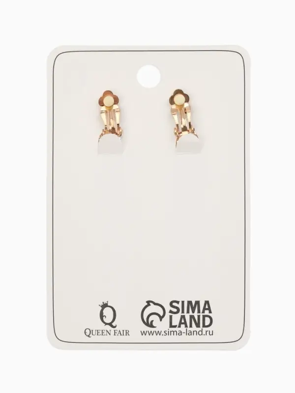 Серьги клипсы для ушей висячие со стразами QF &laquo;Вечеринка&raquo;, белые в золоте
