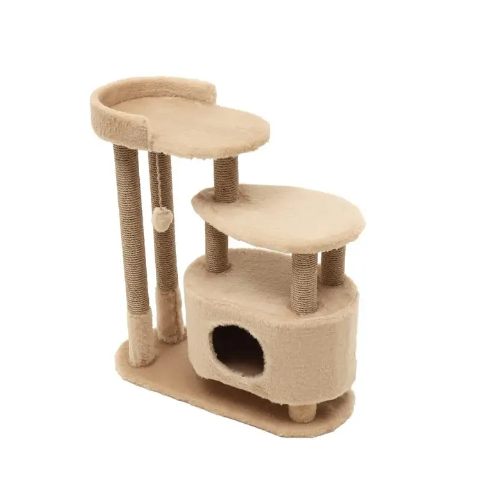Домик для кошек с когтеточкой, 80&times;33&times;91 см, овальный, с площадкой, джут, цвет МИКС