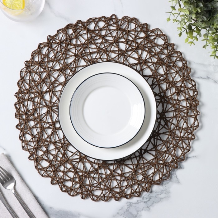 Салфетка сервировочная на стол Доляна «Одуванчик», d=38 см, цвет коричневый