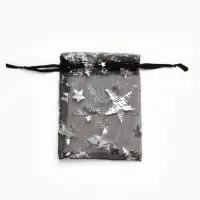 Набор подарочных мешочков 100шт.  "Звёзды", 10*12 см ( + - 1 см), цвет чёрный с серебром (3503568)