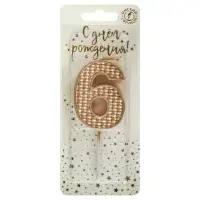 Свеча в торт на шпажке "Жемчужная", цифра "6", шампань