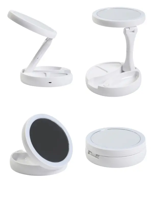 Зеркало настольное с подсветкой KZ-09, 30&times;16&times;16 см, увеличение х 10, USB, белое