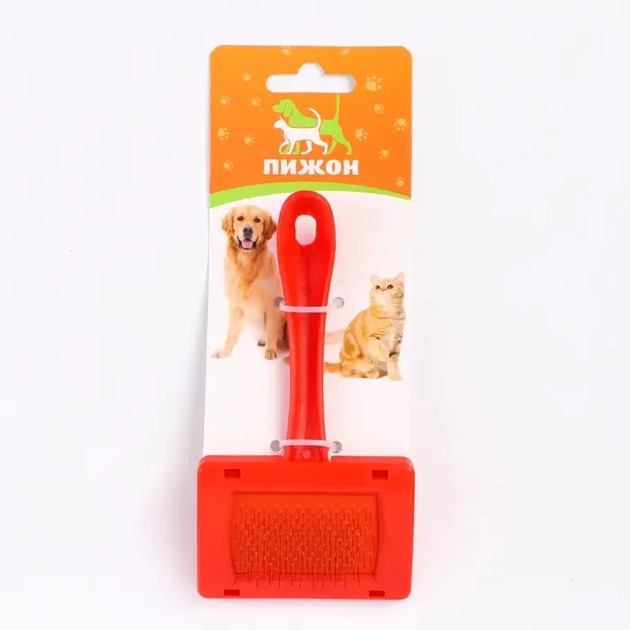 Пуходёрка малая, 7&times;14 см, без капель, изогнутая, красная