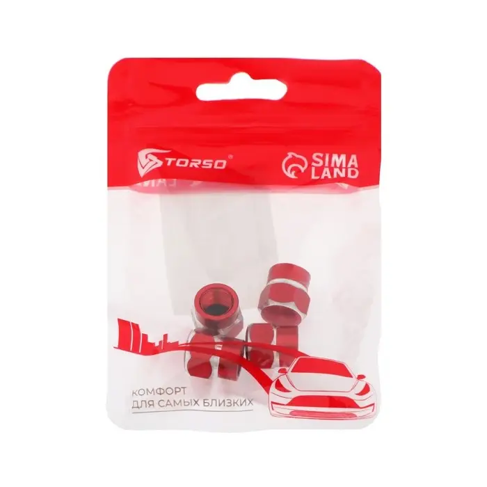 Заглушка на вентиль TORSO, красный, набор 4 шт Заглушка на вентиль TORSO, красный, набор 4 шт