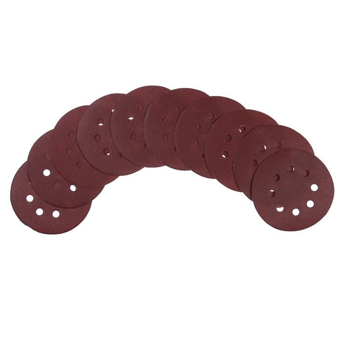 Круг абразивный шлифовальный под  Круг абразивный шлифовальный под "липучку" ТУНДРА, перфорированный, 125 мм, Р180, 10 шт.