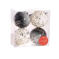 Ёлочные игрушки &laquo;Мюриель&raquo; блеск, шары новогодние, d=8 см, набор 4 шт., чёрный/белый