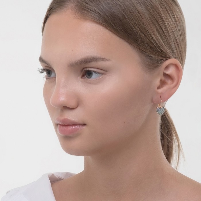 Серьги ассорти «Сердца» блёстки, цвет серебро в золоте Серьги ассорти «Сердца» блёстки, цвет серебро в золоте